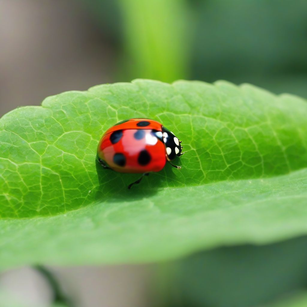 Ladybug on Green Leaf