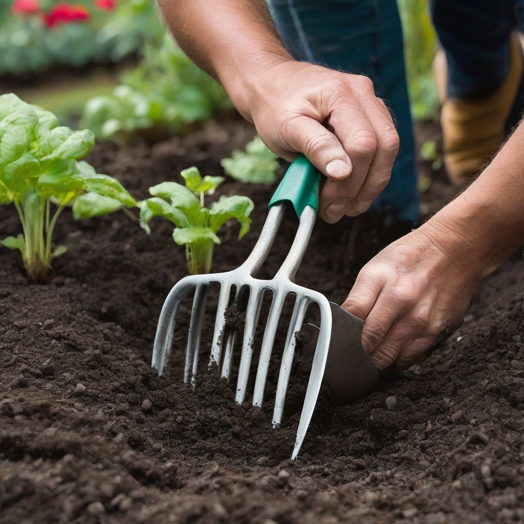 Loosening Soil with a Garden Fork